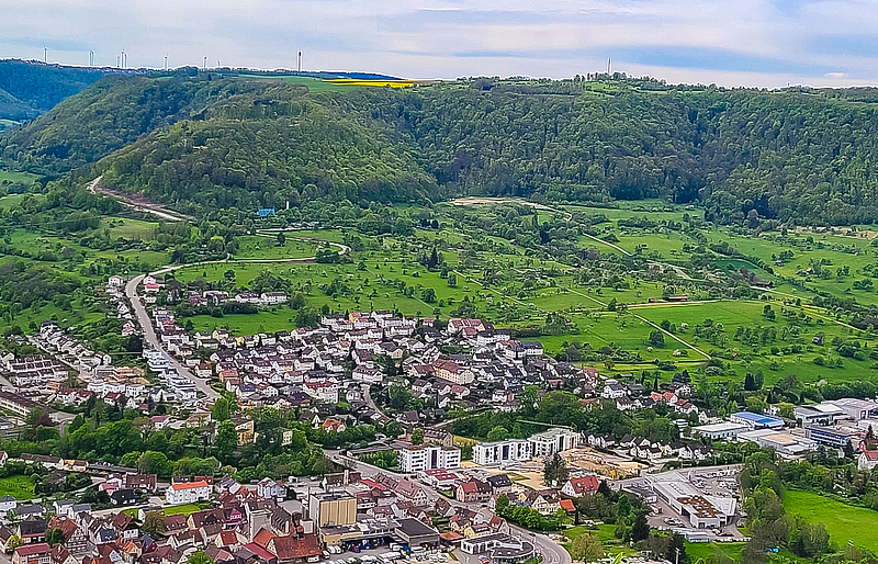 Luftbild Geislingen und Albtrauf