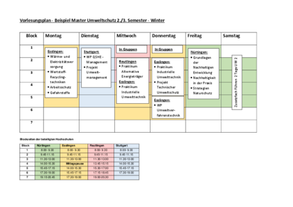 V-Plan UW 2 oder 3: Wintersemester